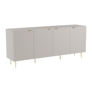 Aparador con 4 puertas de MDF y acero - Beige y Dorado - YE…