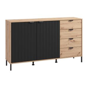 Buffet con 2 puertas y 4 cajones - Natural y negro - MEVIELA