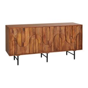 Aparador con 3 puertas de madera de mango y metal negro - N…