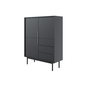 Aparador alto con 3 puertas y 3 cajones - Negro - DABRIANA