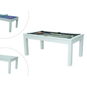 Mesa transformable blanca - Billar y ping pong - Ancho 182…