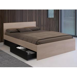 Cama con 2 cajones 160 x 200 cm - Color: natural y negro -…