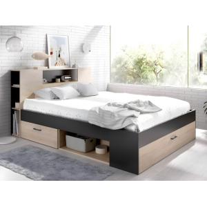 Cama con cabecero con compartimentos y cajones - 160 x 200…