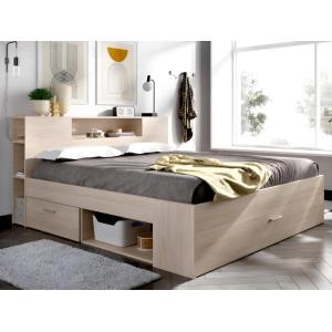 Cama con cabecero con compartimentos y cajones - 140 x 190…