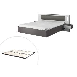 Cama con mesas de noche suspendidas 160 x 200 cm - Con LEDs…