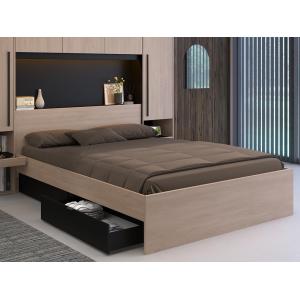 Cama con compartimentos 160 x 200 cm - Con LEDs - Color: na…