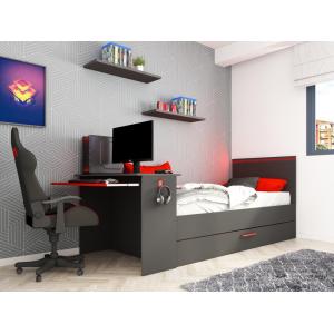 Cama nido gamer 2 x 90 x 200 - Con escritorio - LEDs - Antr…