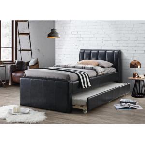 Cama nido ANDREA - 2x90x190cm - Piel sintética negra   colc…