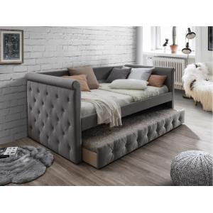 Sofá cama nido LOUISE - 2x90x190 cm - Tela gris   colchón