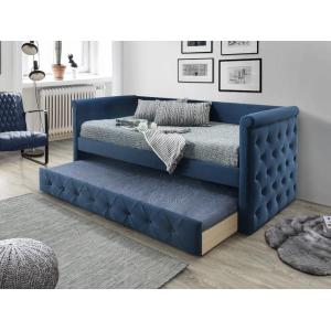 Sofá cama nido LOUISE - 2x90x190 cm - Tela azul   colchón