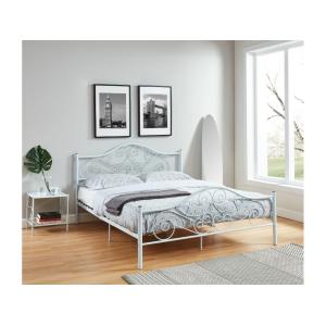 Cama 160 x 200 cm - metal - Blanco   colchón - LEYNA