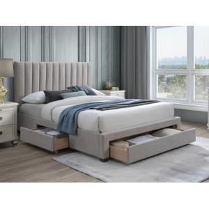 Cama con 3 cajones 140 x 200 cm - Tela - Beige   Colchón -…