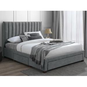 Cama con 3 cajones 160 x 200 cm - Tela - Gris   Colchón - L…