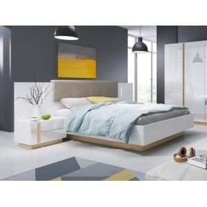 Cama con mesas de noche 160 x 200 cm - Con LEDs - Blanco y…