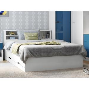 Cama 140 x 190 cm con cajones y compartimentos - Blanco   c…