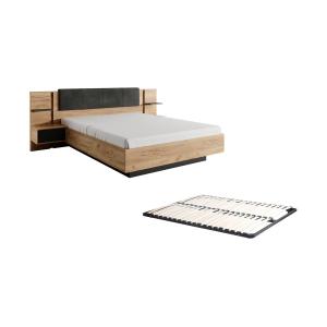 Cama con mesas de noche 160 x 200 cm - Con LEDs - Color: na…