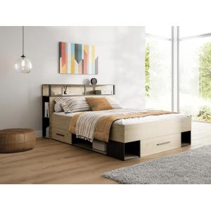Cama con compartimentos 140 x 190 cm - Color: natural y neg…