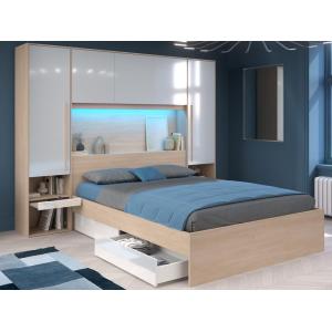 Cama con almacenamiento 160 x 200 cm - con LEDs - Color: na…