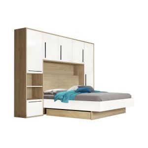 Cama alta 140 x 190 cm con almacenamiento - Color: Natural…