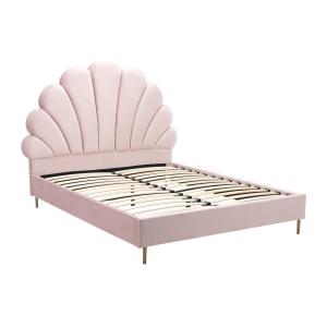 Cama con forma de concha 140 x 190 cm - Terciopelo - Rosa -…