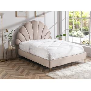 Cama con forma de concha 140 x 190 cm - Terciopelo - Beige…