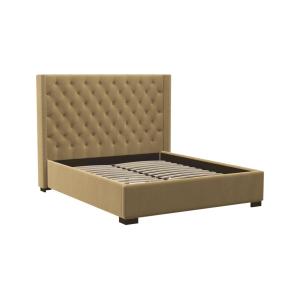 Cama MASSIMO con cabecero capitoné - 160x200cm - Tela beige