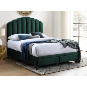 Cama 140 x 190 cm con cajones - Terciopelo - Verde pino - I…