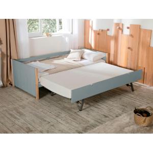 Cama nido 2 x 90 x 190 cm - MDF pino y metal - Verde y natu…