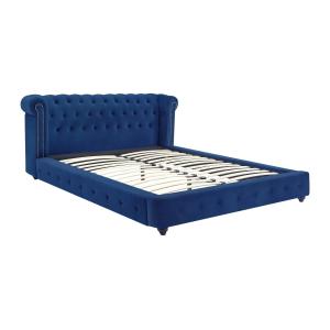 Cama chesterfield 160 x 200 cm - Terciopelo - Azul rey - TO…