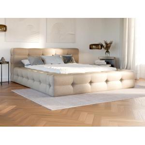 Cama capitoné 140 x 190 cm - Tela jaspeada - Beige - LERUCO…