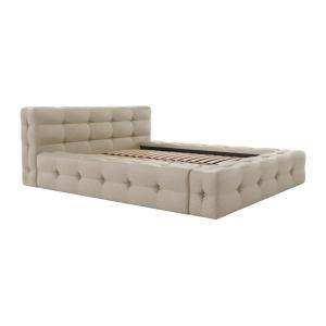 Cama capitoné 140 x 190 cm - Tela jaspeada - Beige - LERUCO…