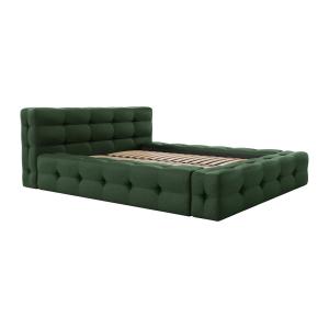 Cama capitoné 160 x 200 cm - Tela jaspeada - Verde pino - L…