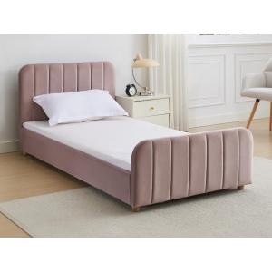 Cama 90 x 190 cm - Terciopelo con costuras - Rosa - ROGADI