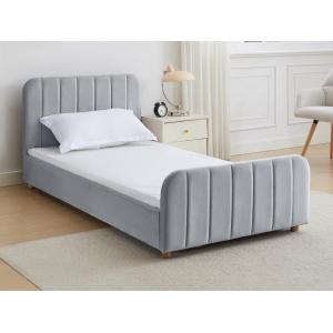 Cama 90 x 190 cm - Terciopelo con costuras - Gris - ROGADI