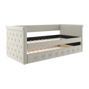 Sofá cama nido capitoné - 2 x 90 x 190 cm - Tela - Beige -…