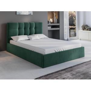 Cama con almacenamiento 140 x 190 cm - Tela - Verde pino  …