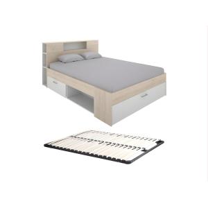 Cama con cabecero con compartimentos y cajones - 160 x 200…