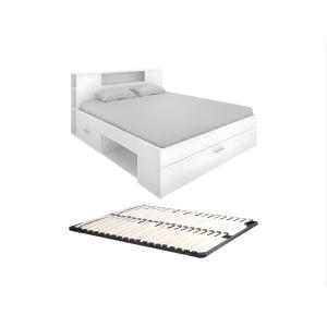 Cama con cabecero con compartimentos y cajones - 160 x 200…