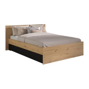 Cama con 2 cajones 140 x 190/200 cm - Color: natural y negr…