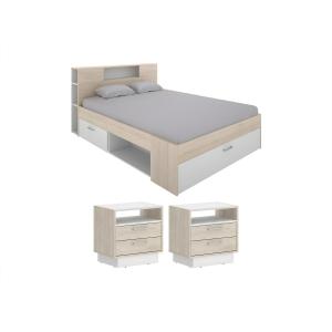 Cama con cabecero con compartimentos y cajones - 160 x 200…