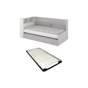 Cama nido con compartimentos - 90 x 190 - Blanco y gris   S…