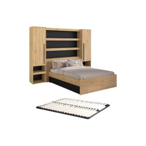 Cama puente 140 x 190/200 cm con compartimentos - Con LEDs…