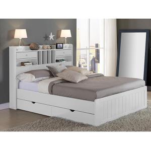 Estructura de cama con almacenaje - 140x190 cm - Blanco - M…