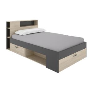 Cama con cabecero almacenamiento y cajones - 120 x 190 cm -…