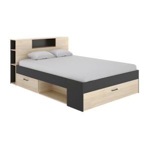 Cama con cabecero con compartimentos y cajones - 140x190 cm…