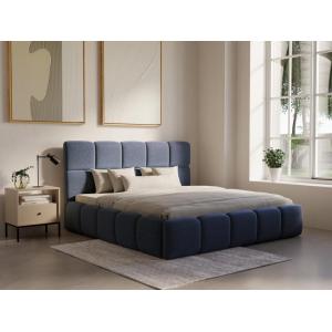 Canapé abatible 160 x 200 cm - Tela texturizada - Azul - DA…