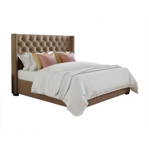 Cama MASSIMO con cabecero capitoné 180x200 - Tela beige