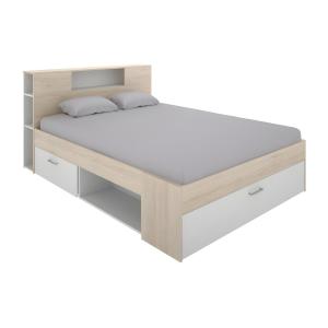 Cama con cabecero con compartimentos y cajones - 140 x 190…