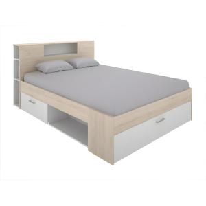 Cama con cabecero con compartimentos y cajones - 160 x 200…