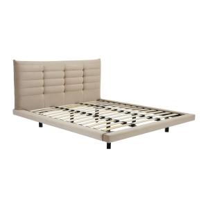 Cama 160 x 200 cm con cabecera capitoné - Terciopelo - Beig…